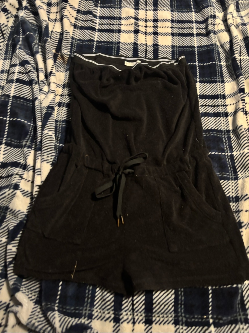 RACHEL Rachel Roy Black Terry Drawstring Romper